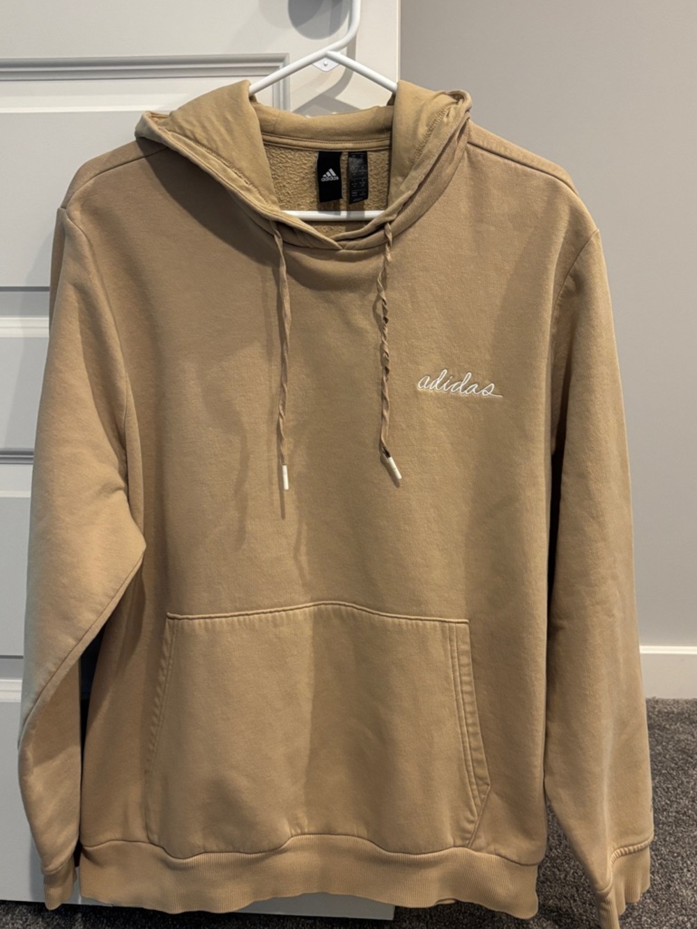Adidas Women’s hoodie. Tan. Size Medium